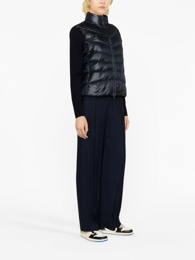 Blue Knitted Sleeves Puffer Jacket