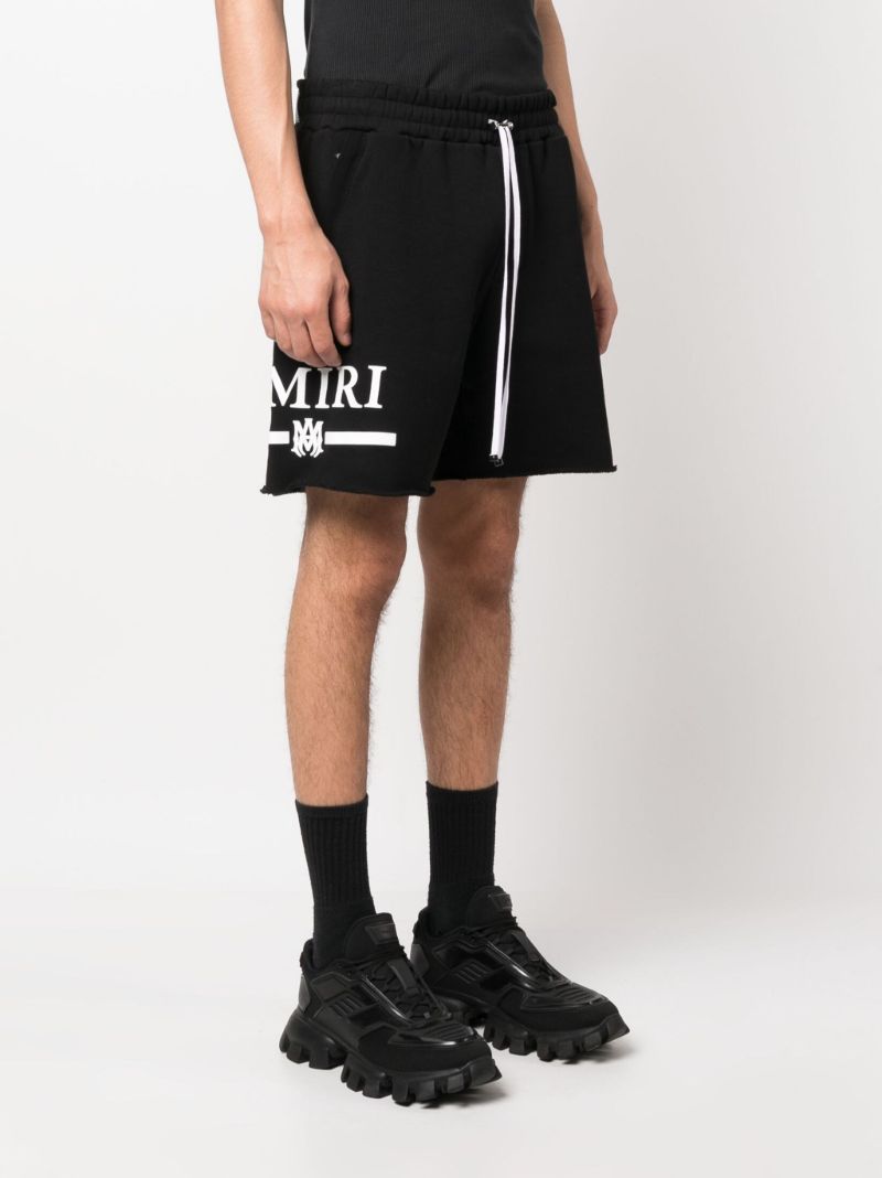 Black Logo Print Cotton Shorts