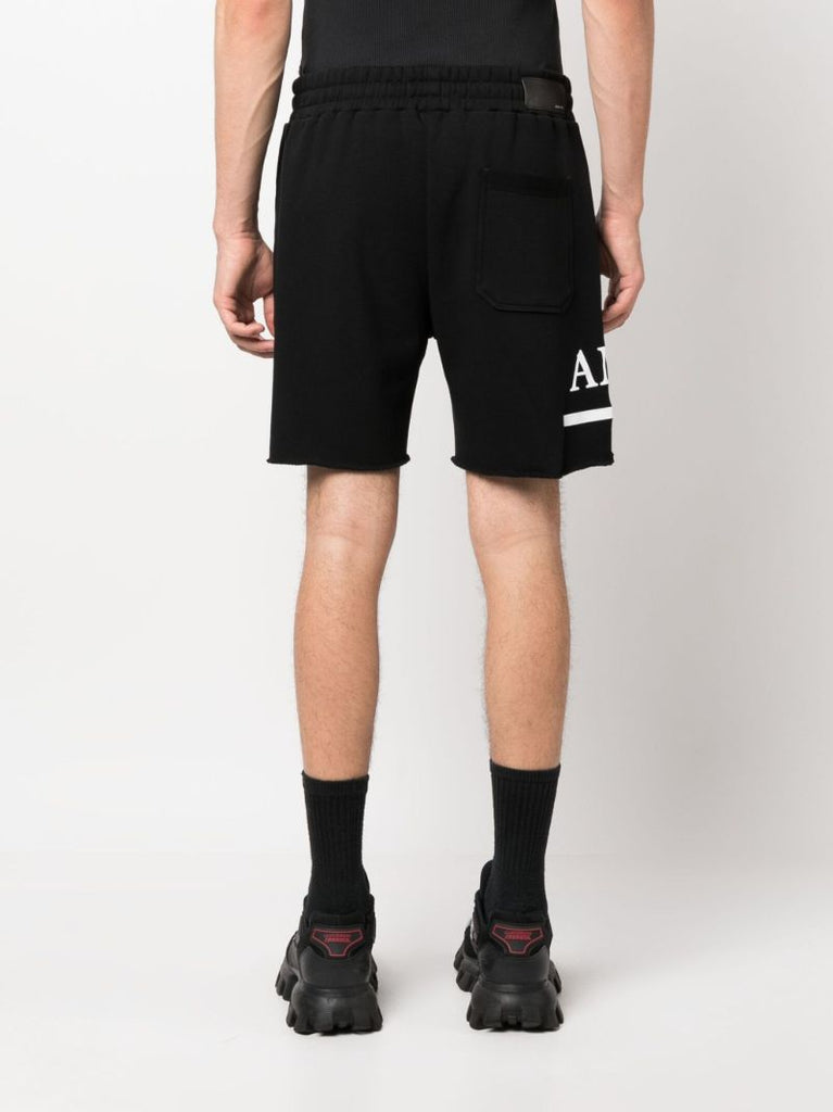 Black Logo Print Cotton Shorts