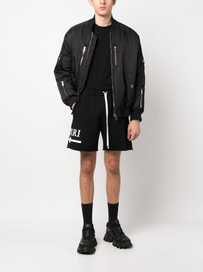 Black Logo Print Cotton Shorts