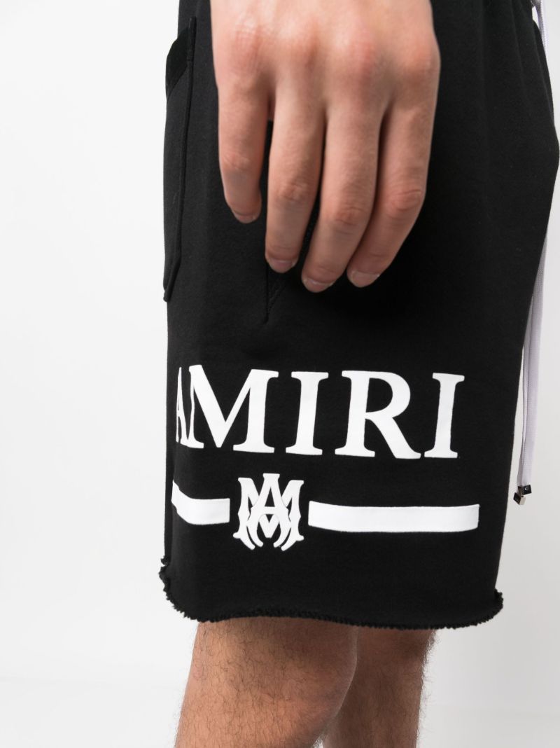 Black Logo Print Cotton Shorts