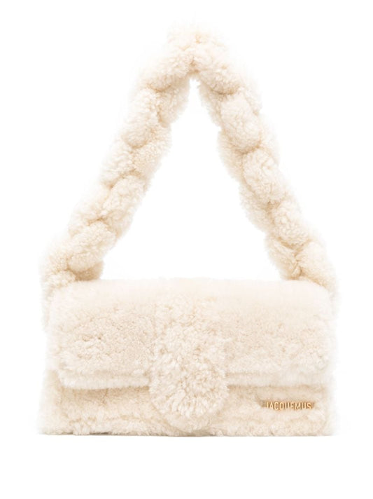 Neutral Le Bambidou Shearling Shoulder Bag