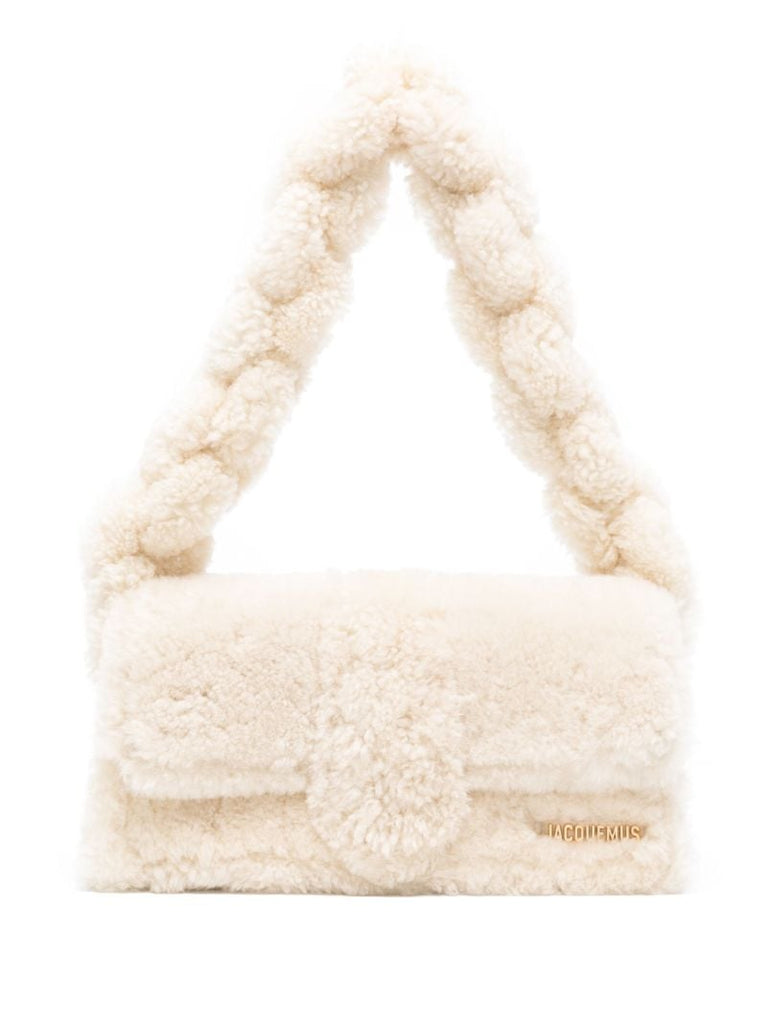 Neutral Le Bambidou Shearling Shoulder Bag
