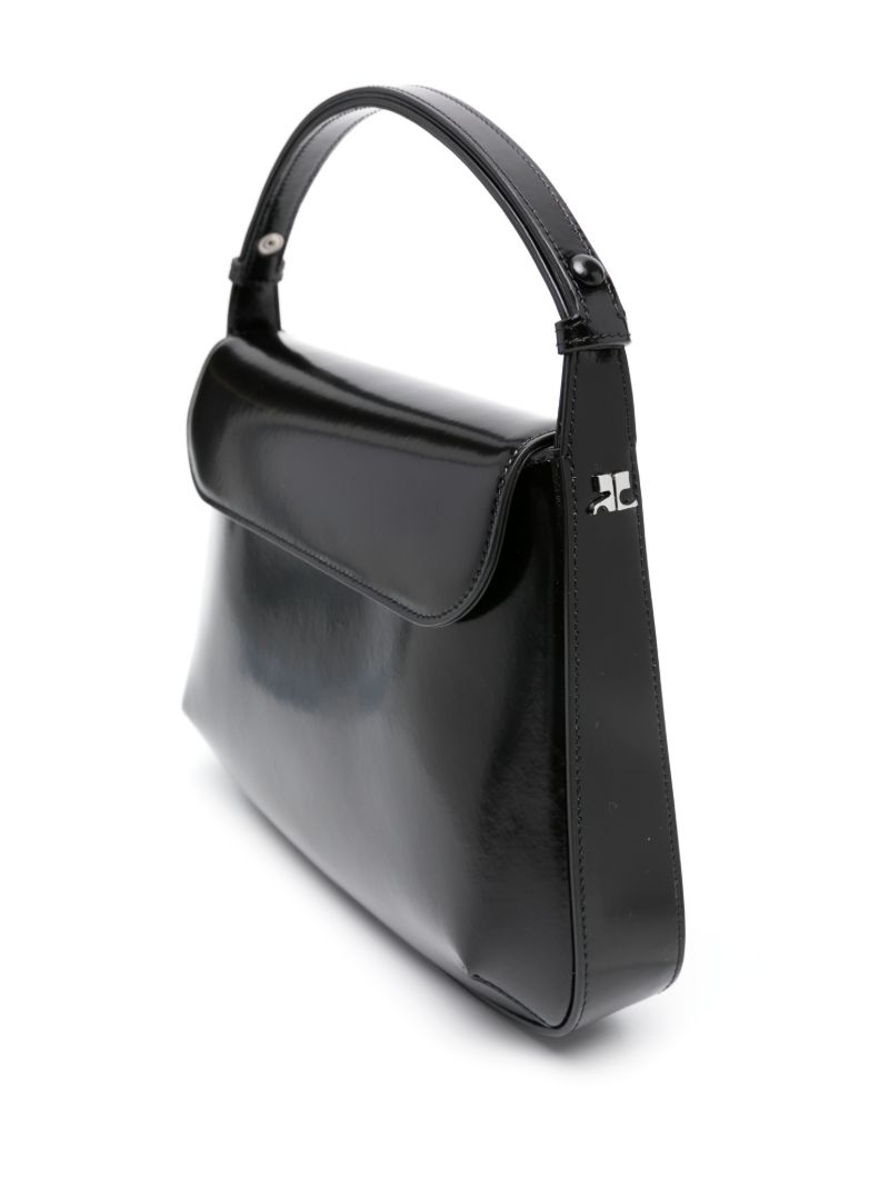 Black Sleek Medium Leather Shoulder Bag