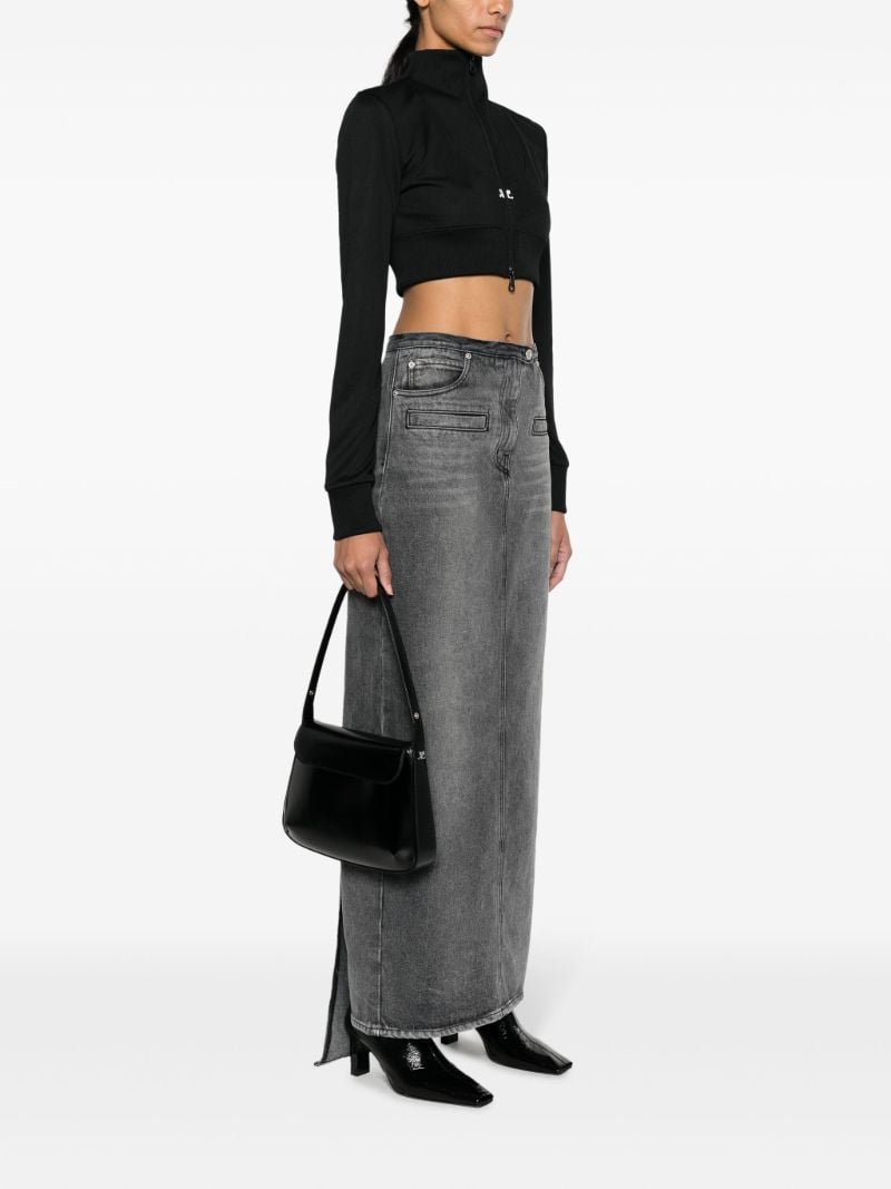 Black Sleek Medium Leather Shoulder Bag