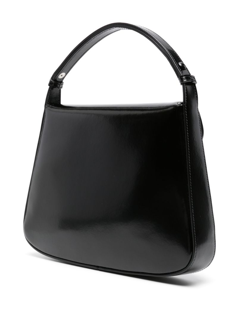 Black Sleek Medium Leather Shoulder Bag