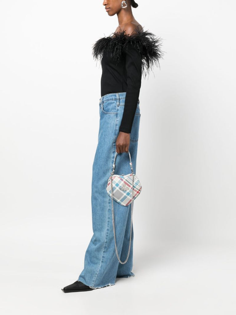 Grey Belle Tartan Heart Clutch Bag