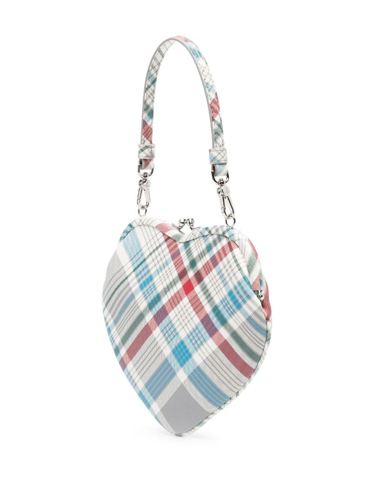 Grey Belle Tartan Heart Clutch Bag