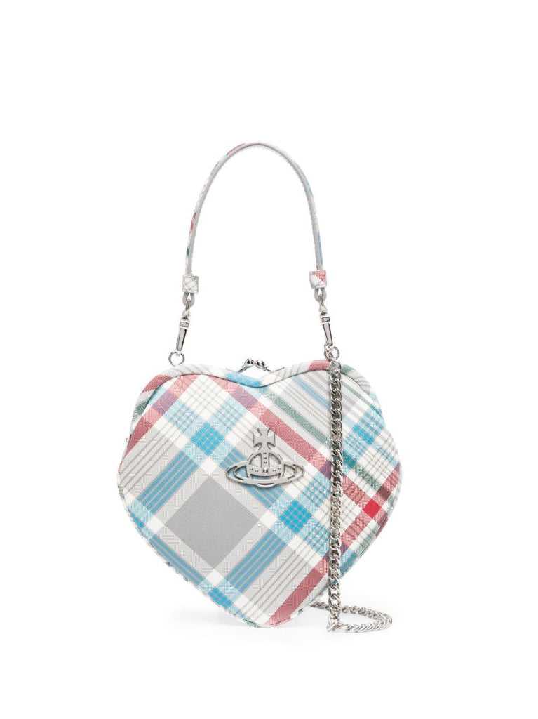 Grey Belle Tartan Heart Clutch Bag