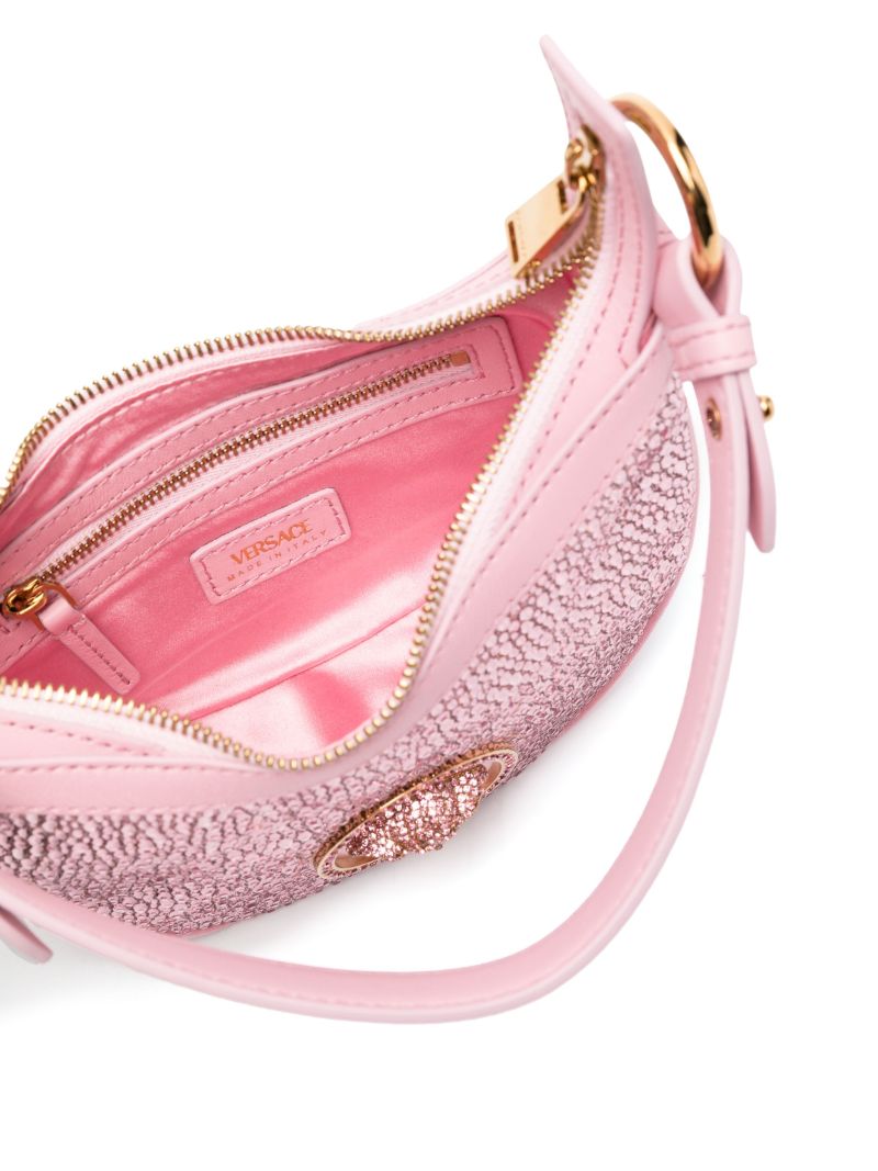 Pink La Medusa Crystal Leather Shoulder Bag
