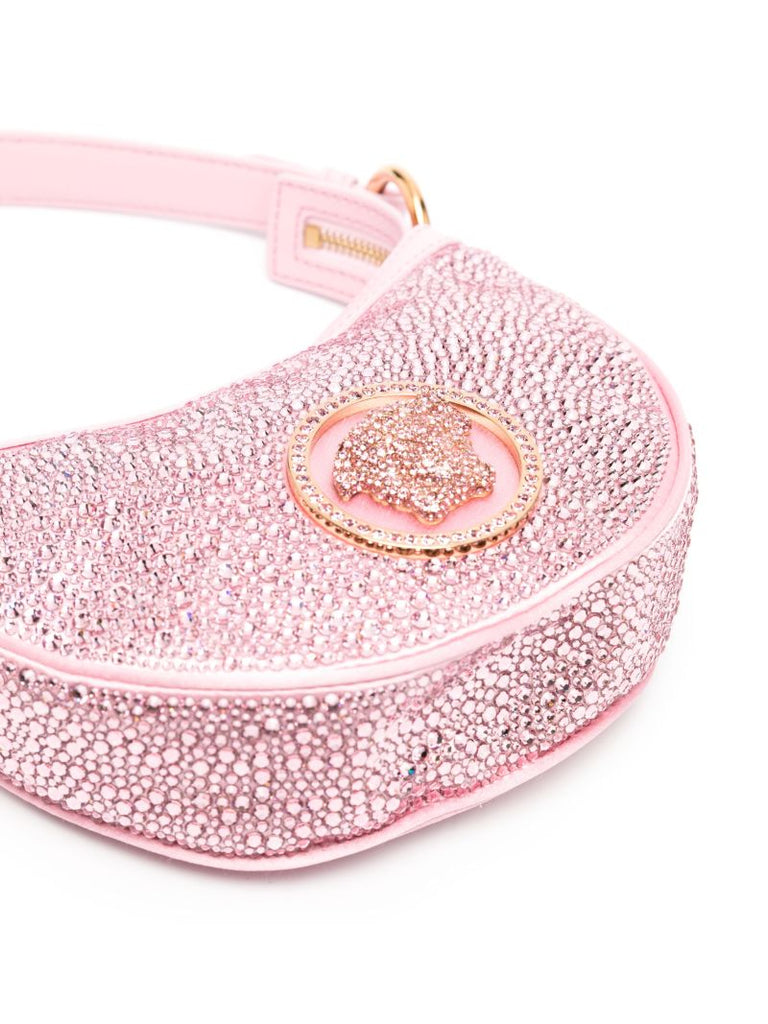 Pink La Medusa Crystal Leather Shoulder Bag