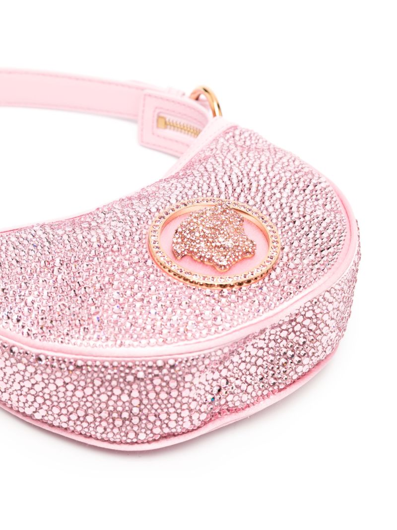Pink La Medusa Crystal Leather Shoulder Bag