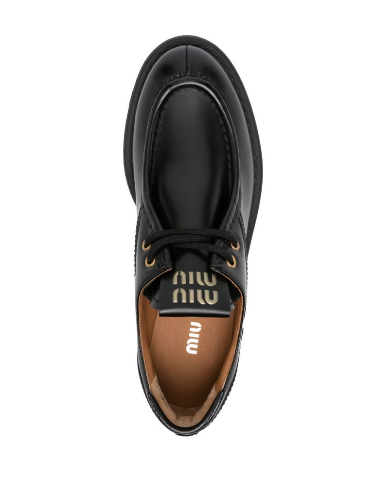 Black Leather Lace-up Shoes