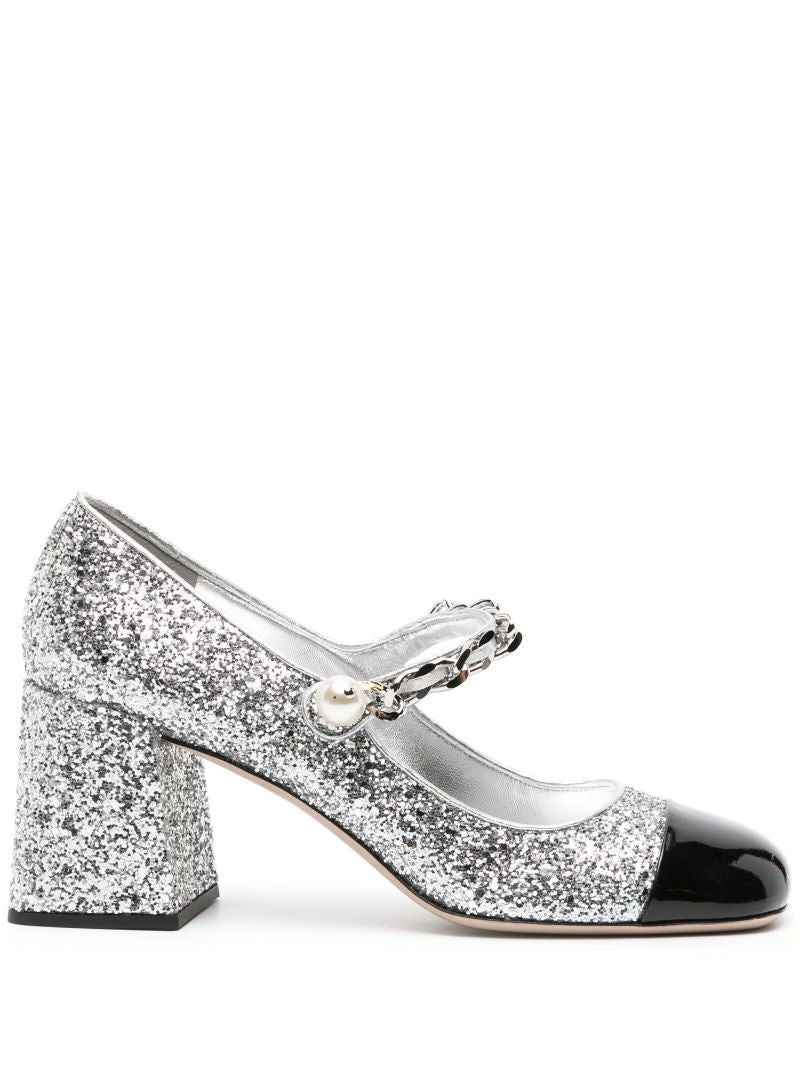 Silver-tone 65 Glitter Pumps