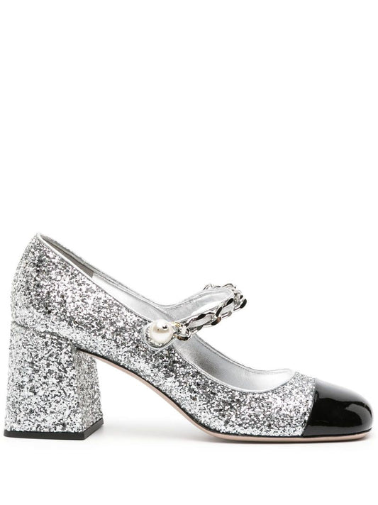 Silver-tone 65 Glitter Pumps