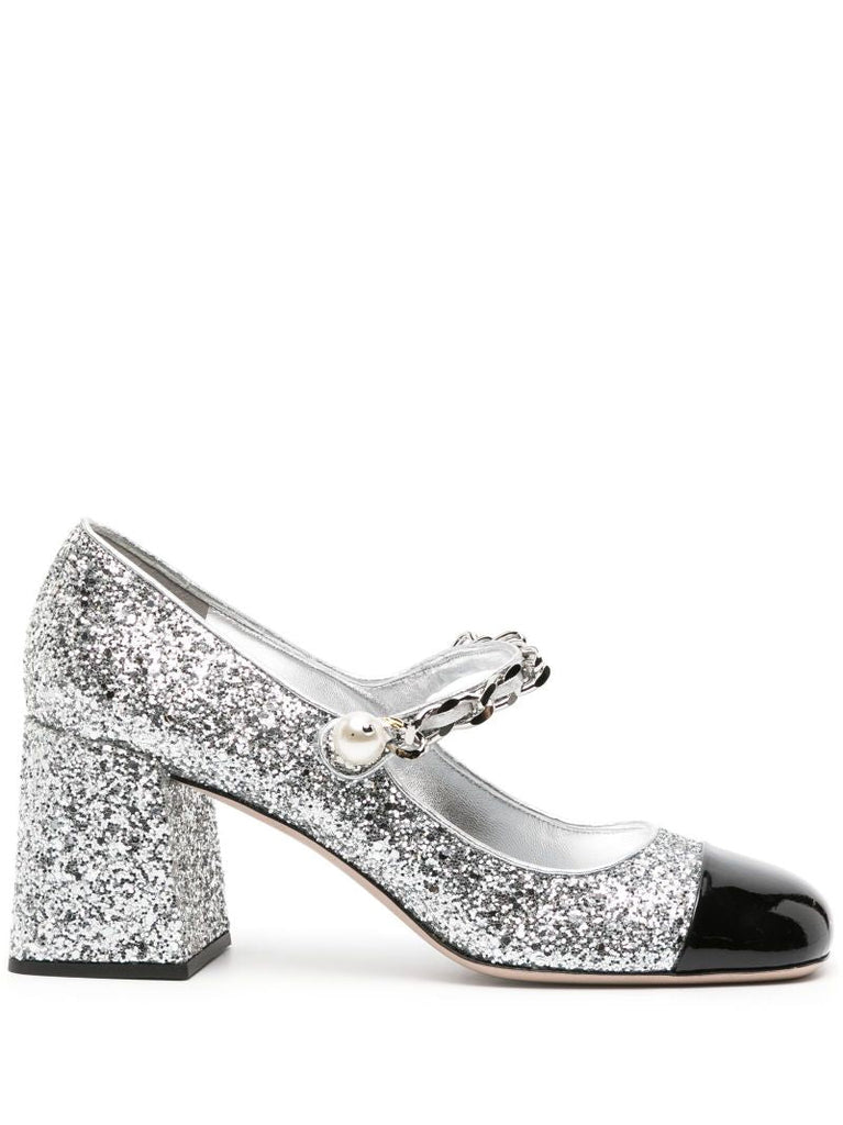 Silver-tone 65 Glitter Pumps