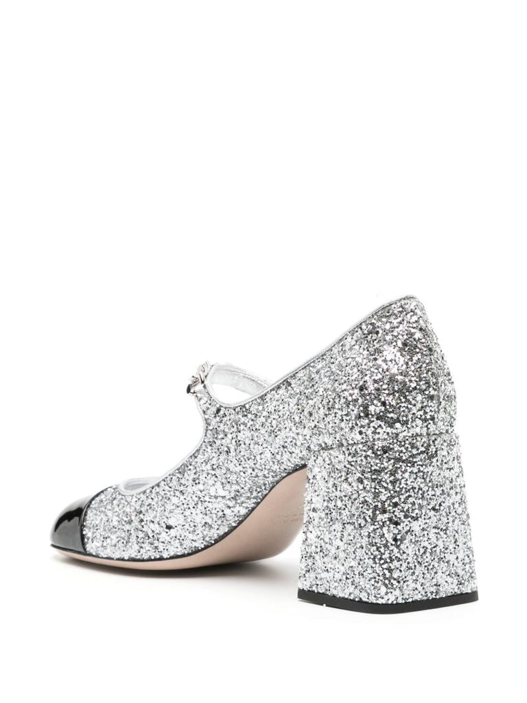 Silver-tone 65 Glitter Pumps