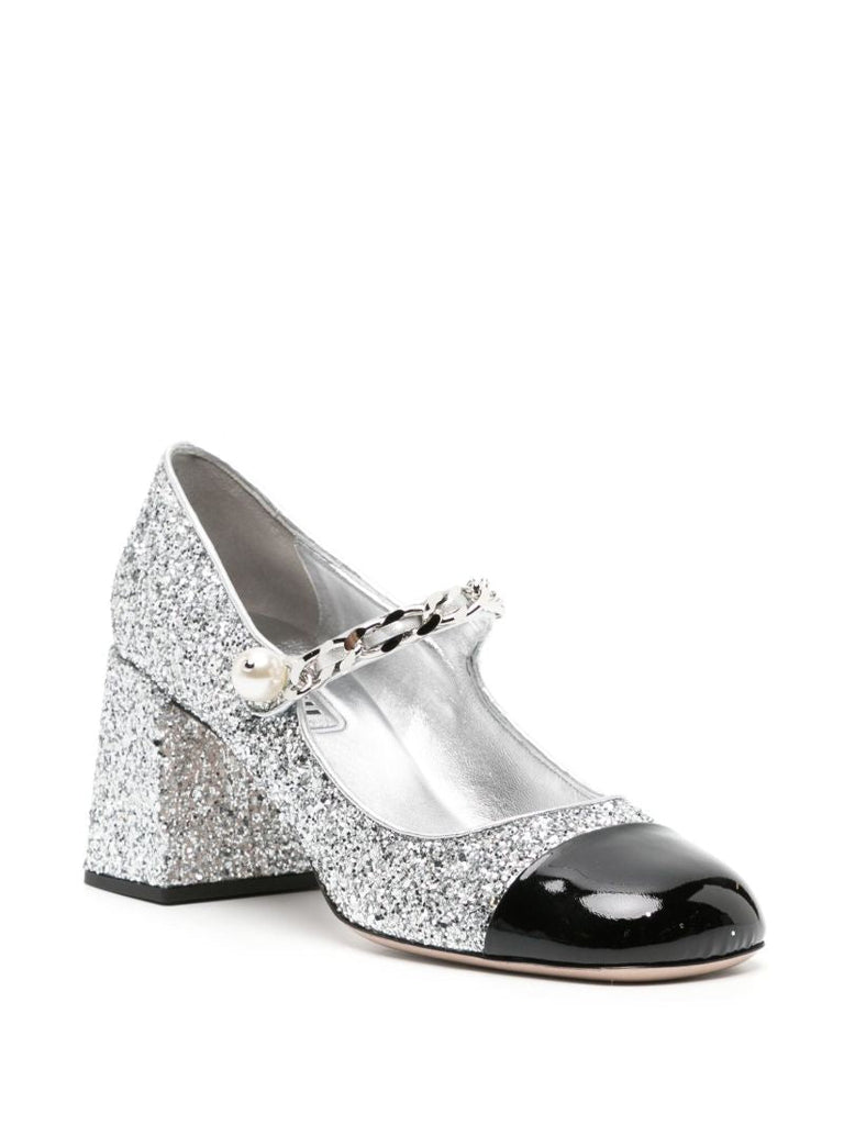 Silver-tone 65 Glitter Pumps