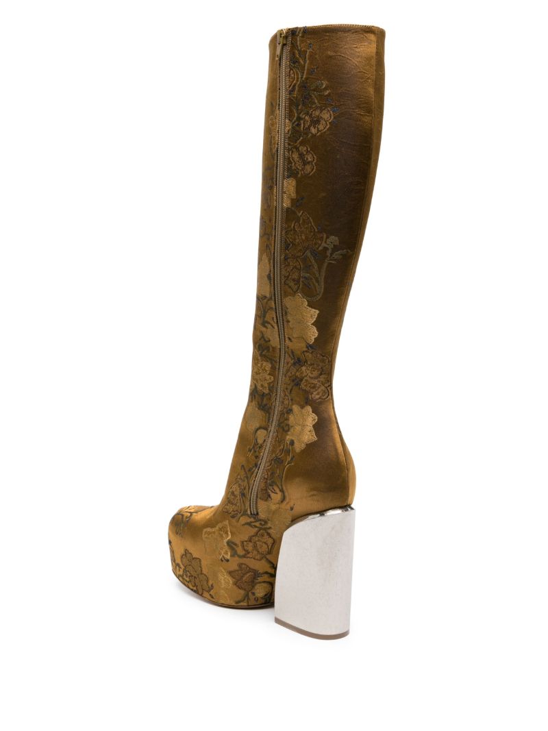 Brown 95 Floral-jacquard Boots