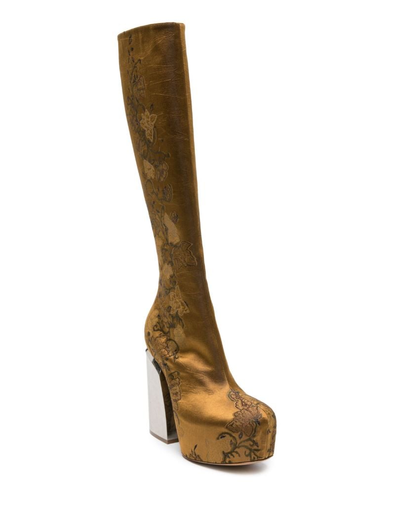Brown 95 Floral-jacquard Boots