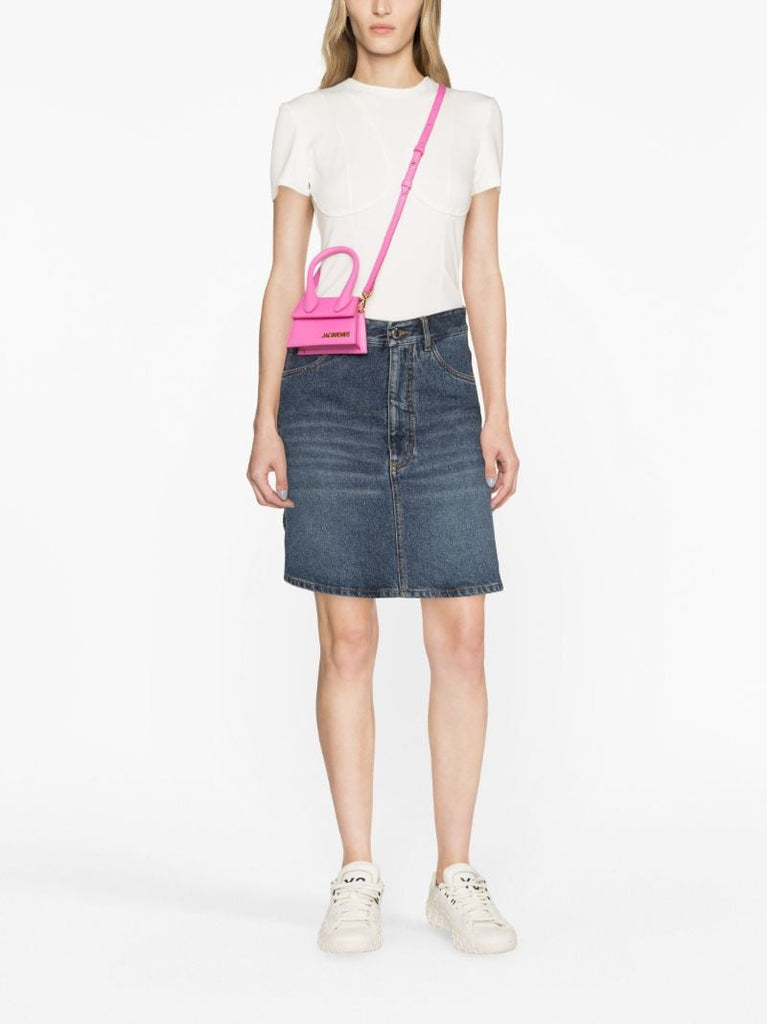 Pink Le Chiquito Moyen Leather Top Handle Bag