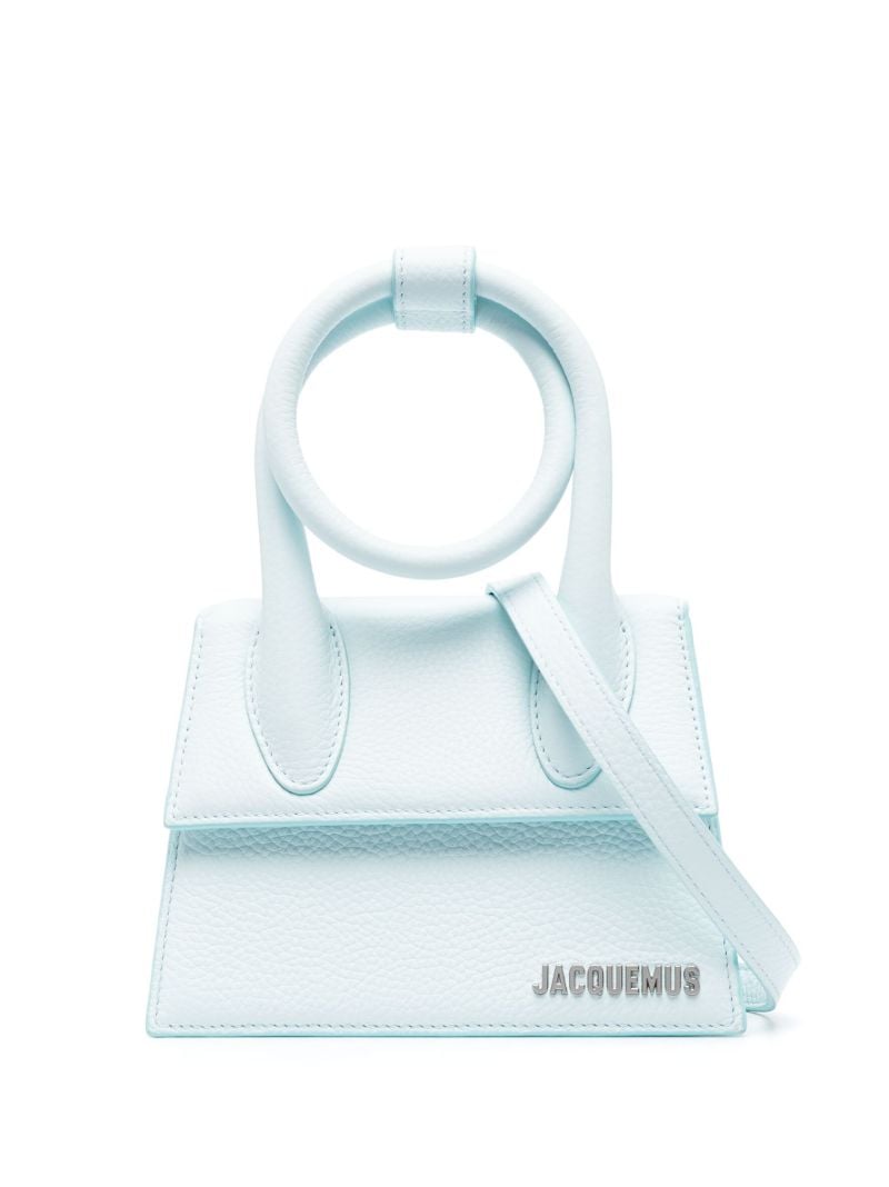 Blue Le Chiquito Noeud Leather Top Handle Bag
