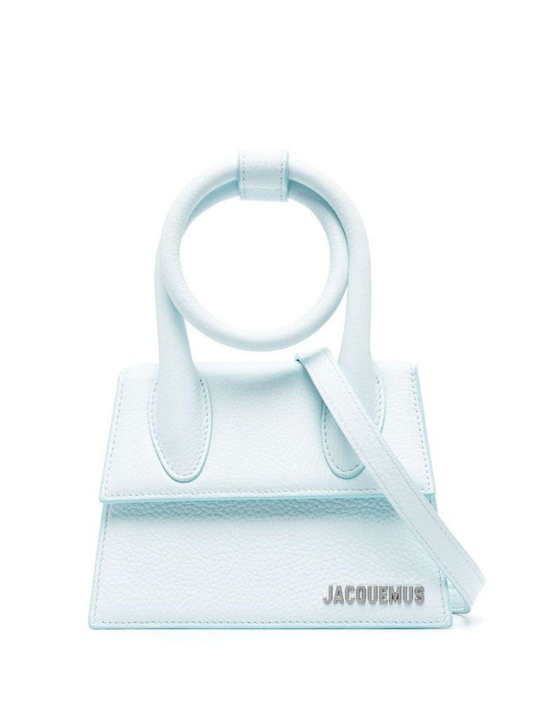 Blue Le Chiquito Noeud Leather Top Handle Bag