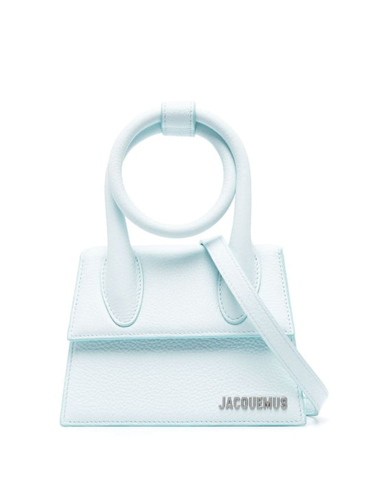 Blue Le Chiquito Noeud Leather Top Handle Bag