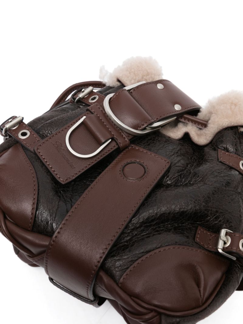 Brown Butterfly Leather Bucket Bag