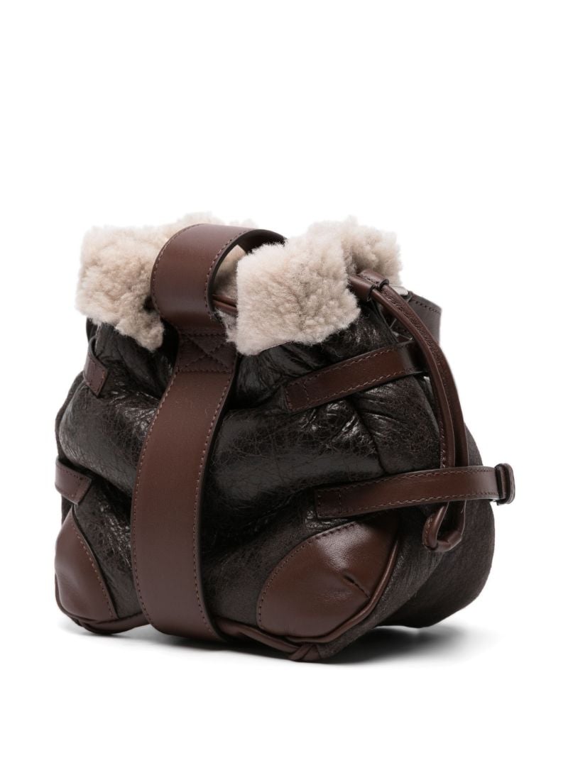 Brown Butterfly Leather Bucket Bag