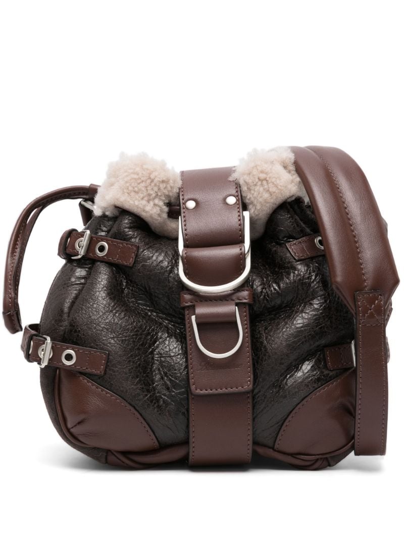 Brown Butterfly Leather Bucket Bag