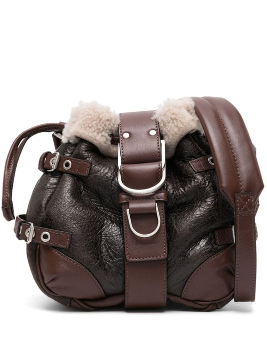 Brown Butterfly Leather Bucket Bag