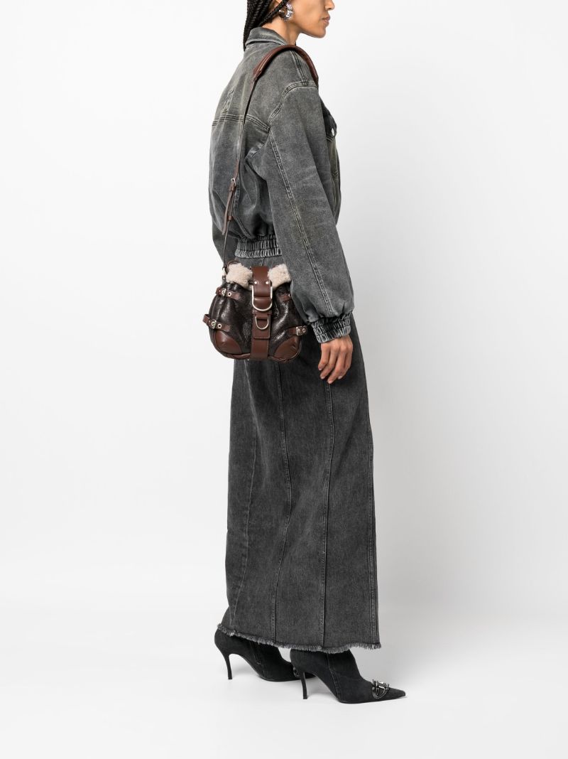 Brown Butterfly Leather Bucket Bag