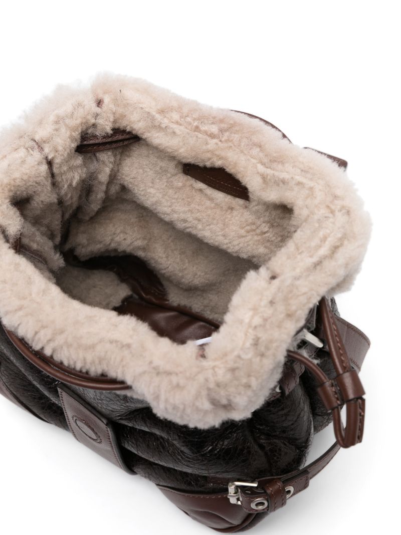 Brown Butterfly Leather Bucket Bag