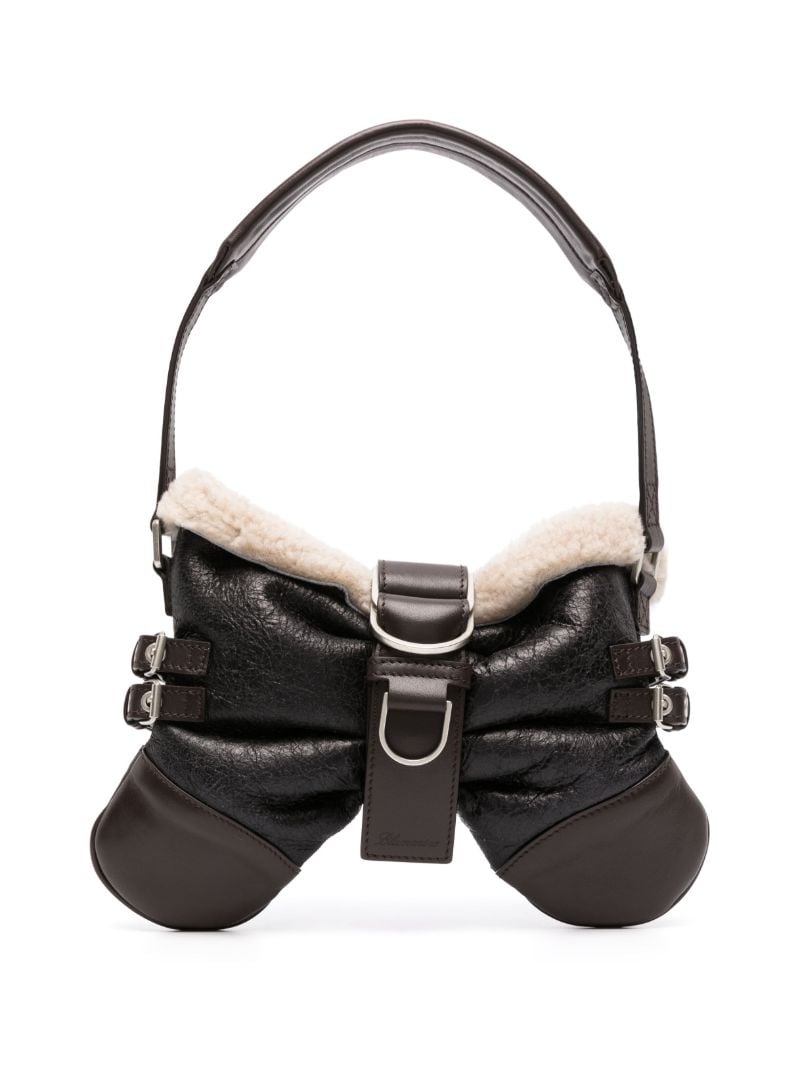 Black Butterfly Medium Leather Shoulder Bag