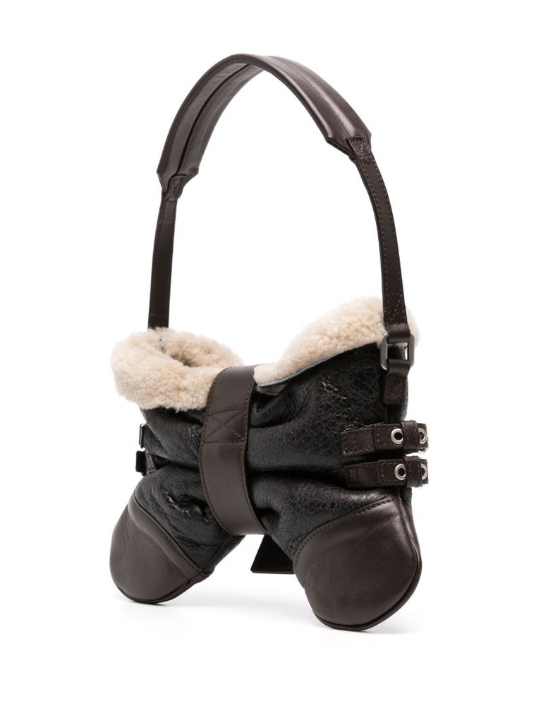 Black Butterfly Medium Leather Shoulder Bag