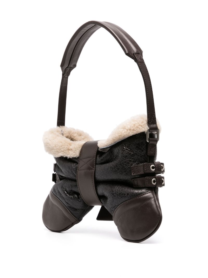 Black Butterfly Medium Leather Shoulder Bag