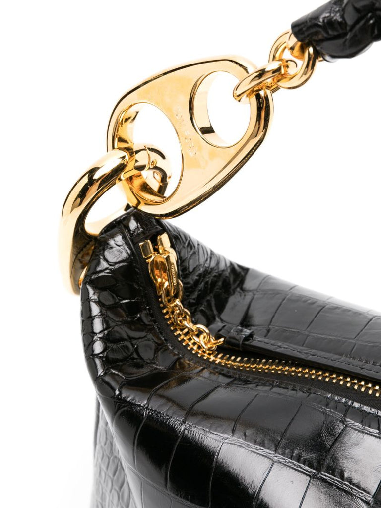 Black Carine Large Crocodile-effect Leather Tote Bag