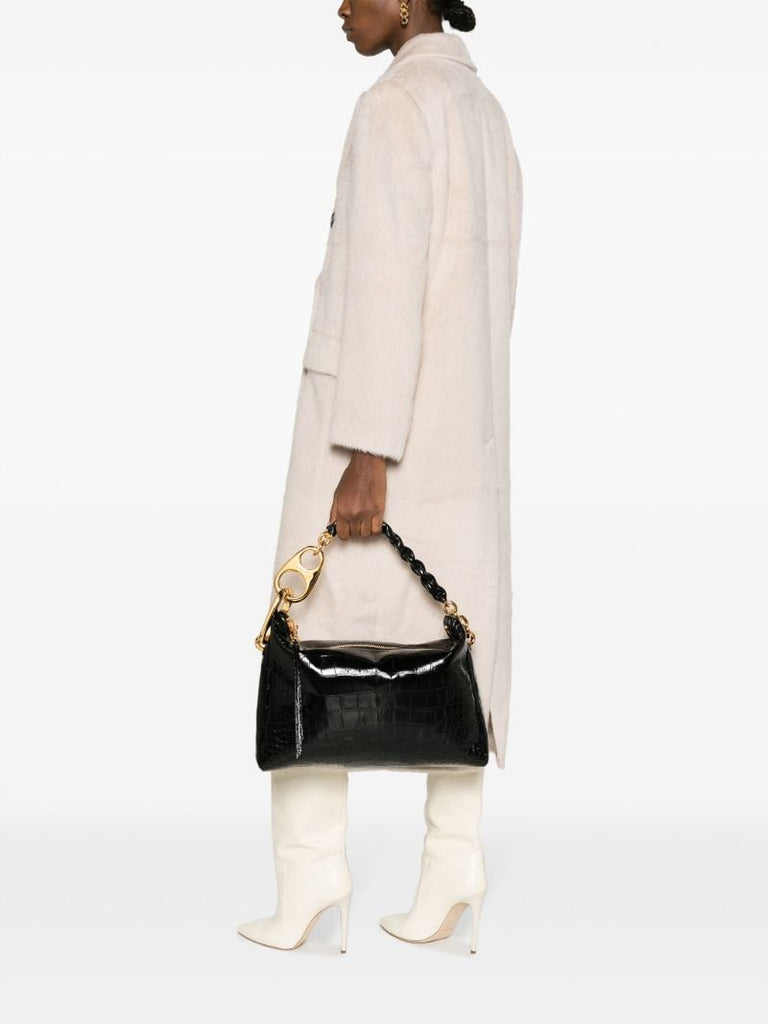 Black Carine Large Crocodile-effect Leather Tote Bag