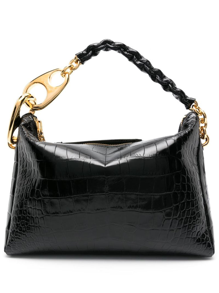 Black Carine Large Crocodile-effect Leather Tote Bag