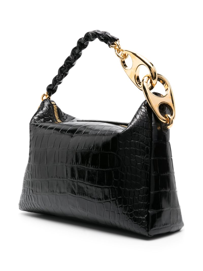 Black Carine Large Crocodile-effect Leather Tote Bag