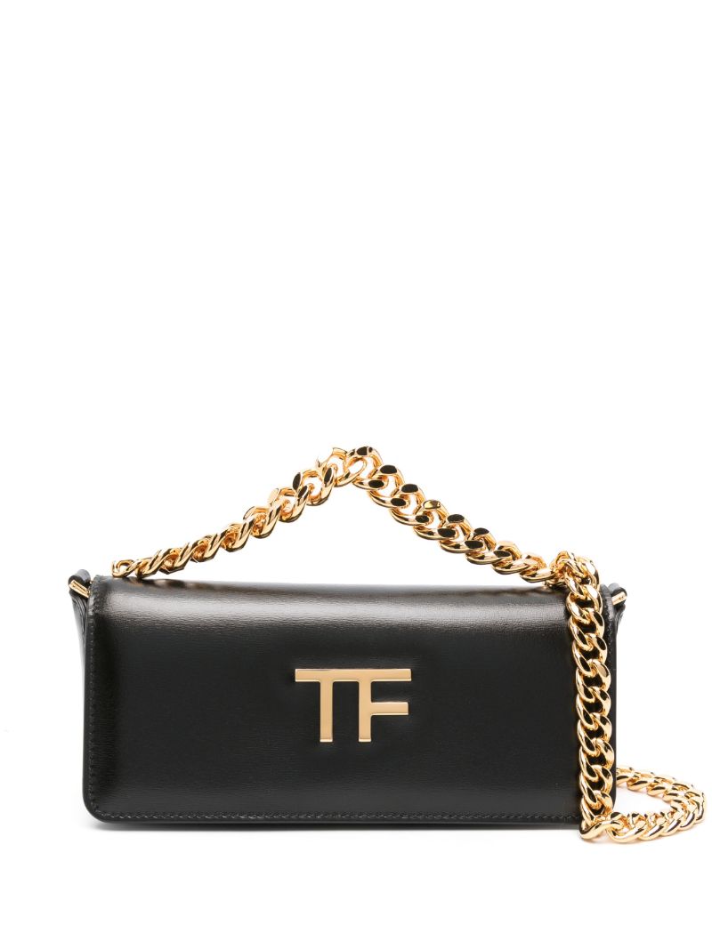 Black Triple Chain Small Leather Shoulder Bag