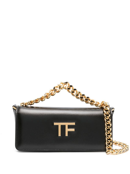 Black Triple Chain Small Leather Shoulder Bag