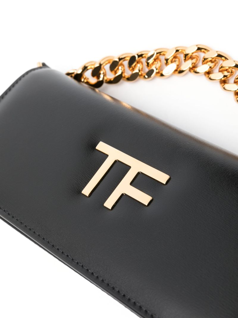 Black Triple Chain Small Leather Shoulder Bag