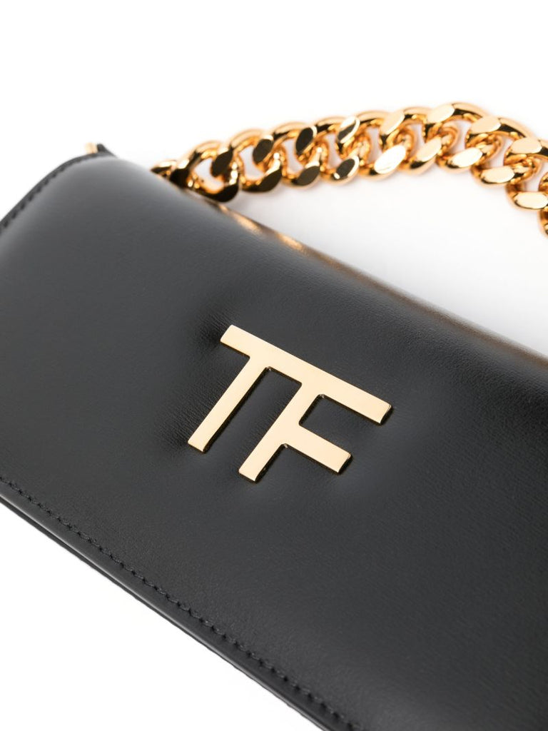 Black Triple Chain Small Leather Shoulder Bag