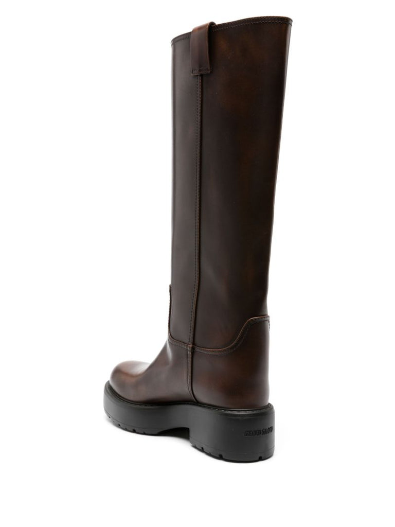 Brown FumÃ_x0083_Â©  Leather Knee-high Boots