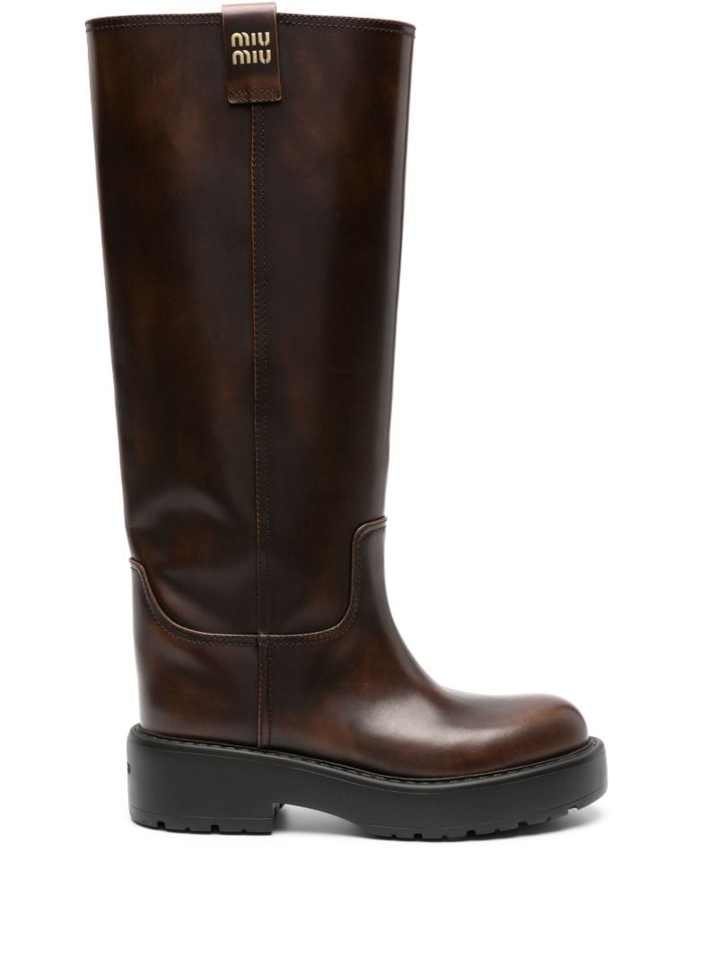 Brown FumÃ_x0083_Â©  Leather Knee-high Boots