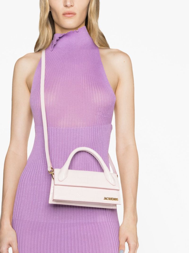 Pink Le Chiquito Long Crocodile-embossed Bag