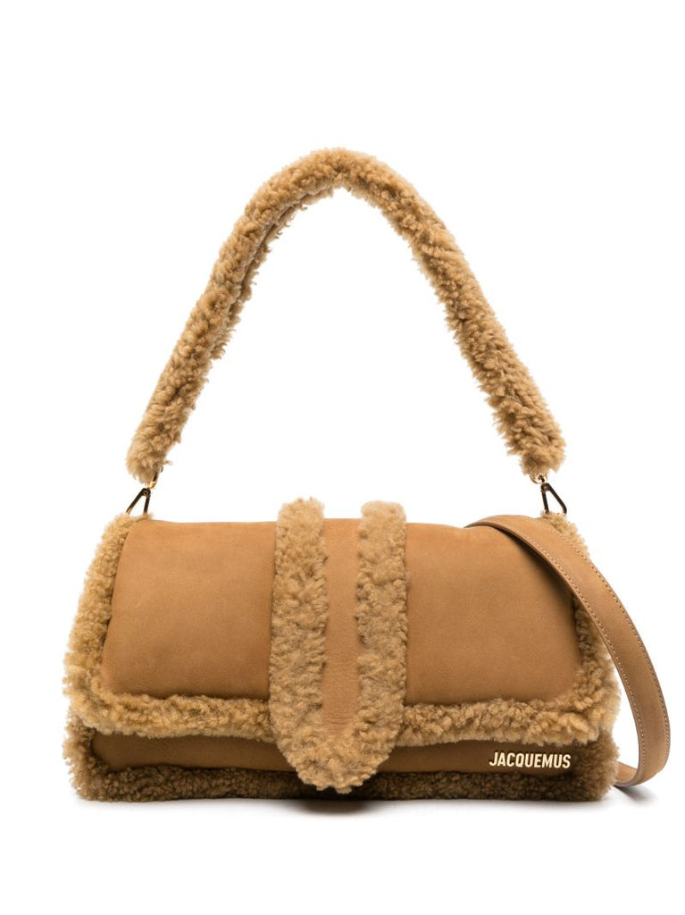 Brown Le Bambimou Doux Shearling Shoulder Bag