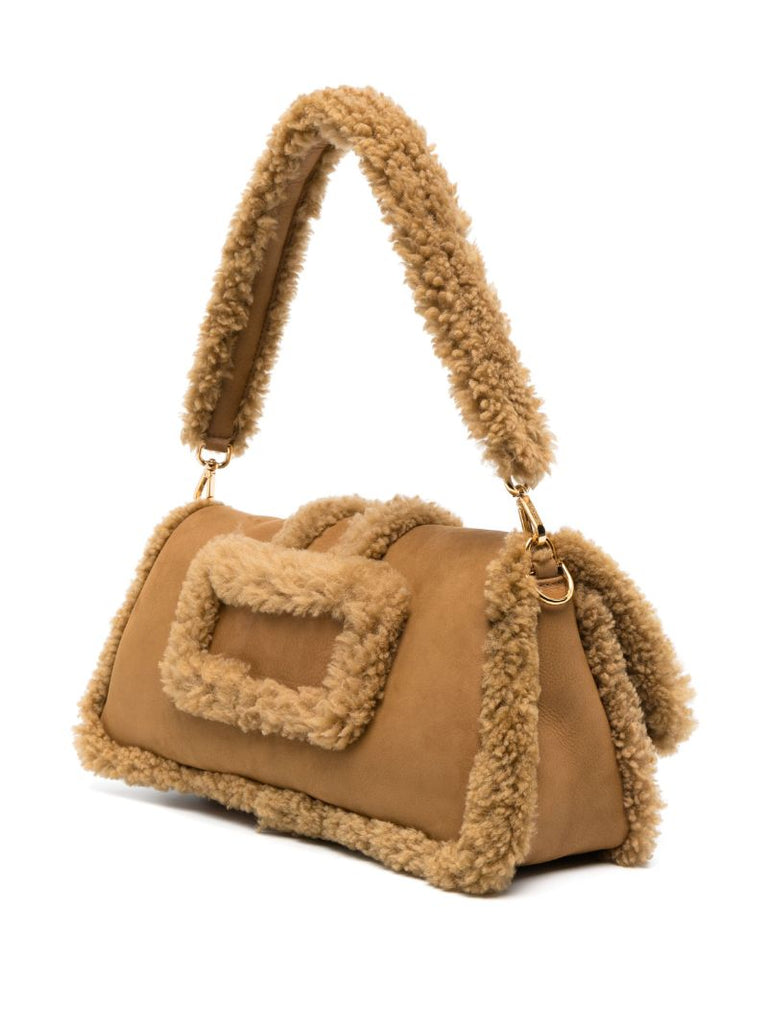 Brown Le Bambimou Doux Shearling Shoulder Bag
